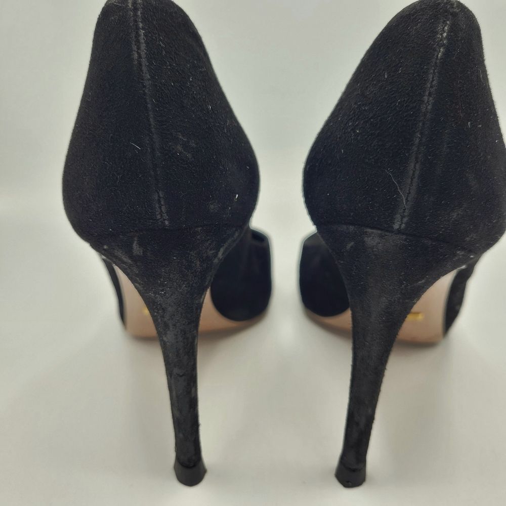 Gucci Suede Classic Stilleto Pump Black Leather 38 - Picture 7 of 9